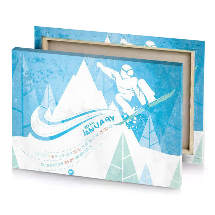 a snowboarder is jumping over snowy mountain white smoke canvas