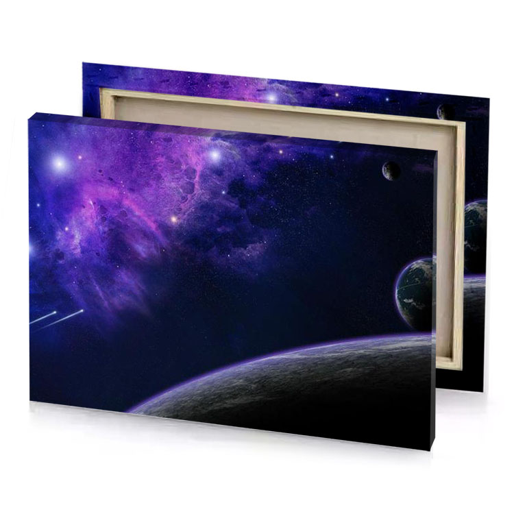 a space scene with planets and stars midnight blue canvas