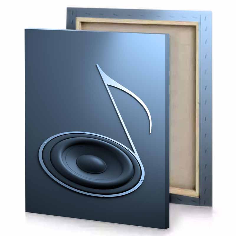 a speaker with silver on top slate gray canvas