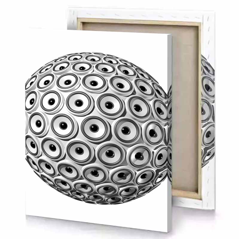 a sphere with many circles on it silver canvas