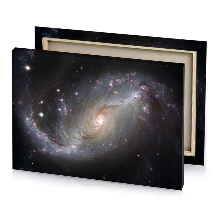 a spiral galaxy with bright blue center rose quartz canvas