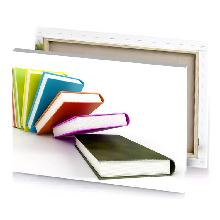 a stack of books brown canvas