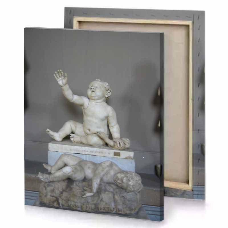 a statue of baby silver canvas