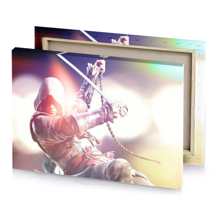 a statue of man holding sword rosy brown canvas