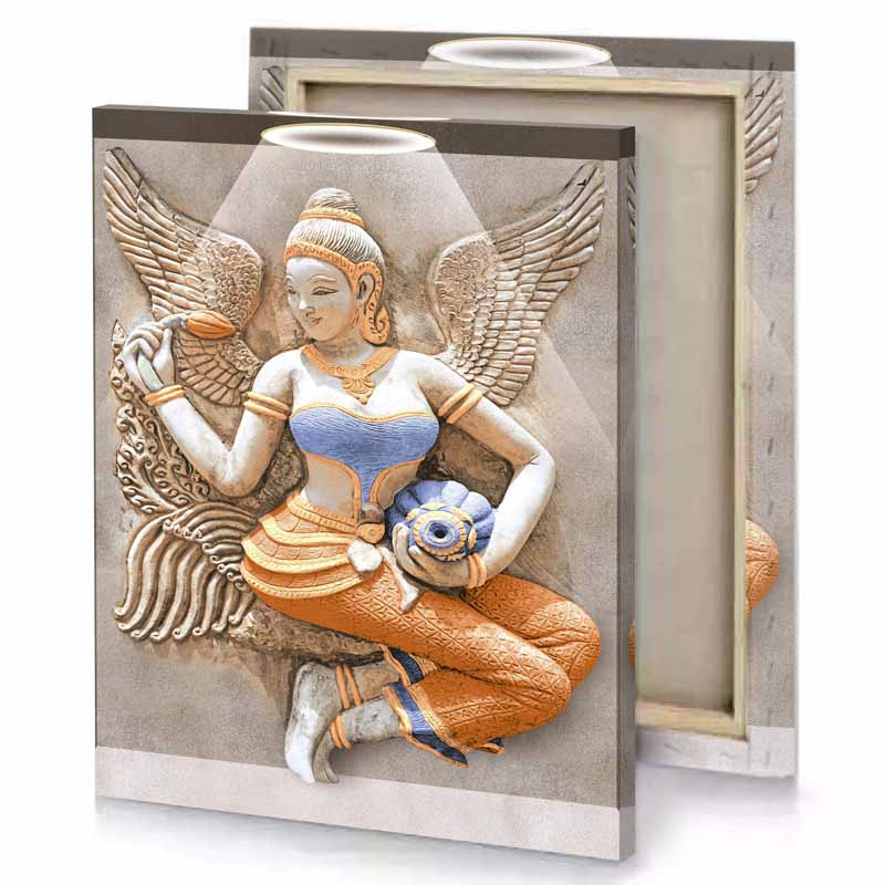 a statue of woman with wings canvas