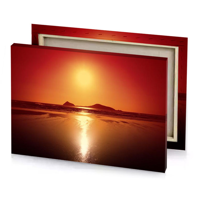 a sunset on the beach with red sky peru canvas
