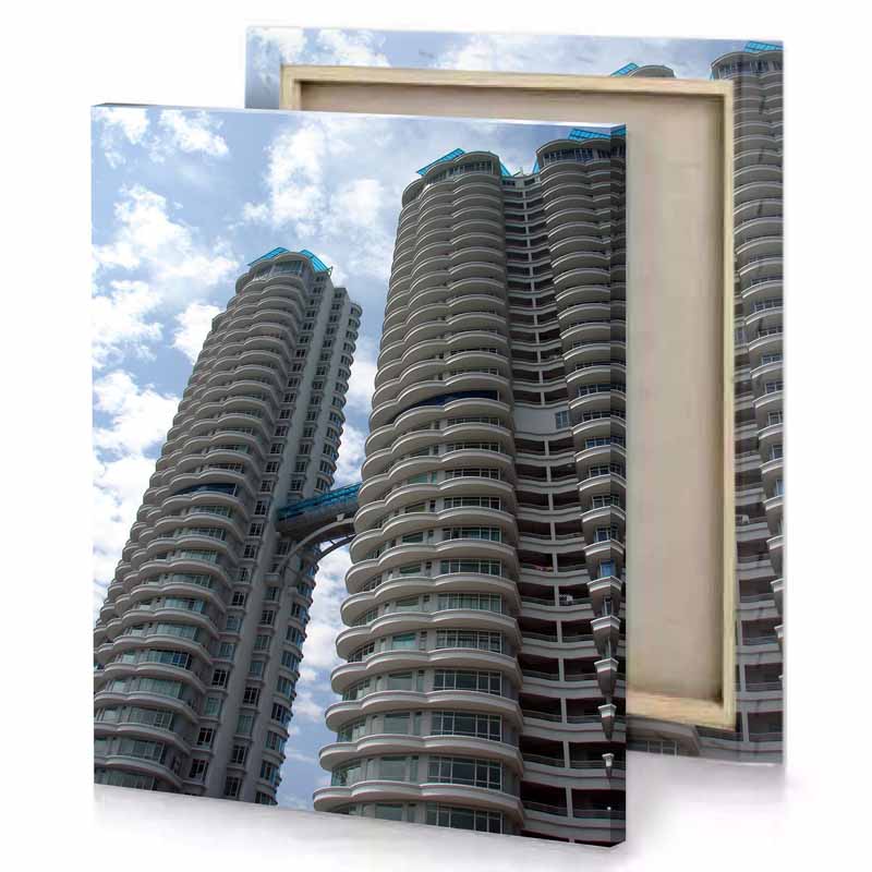 a tall building with lot of windows charcoal canvas