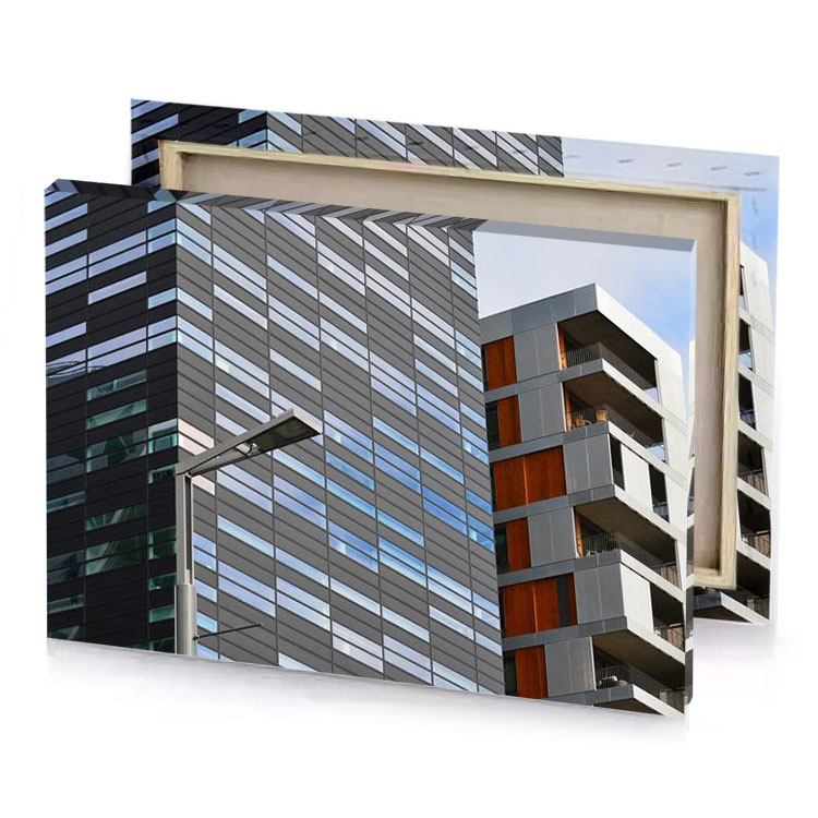 a tall building with street light on top gray canvas