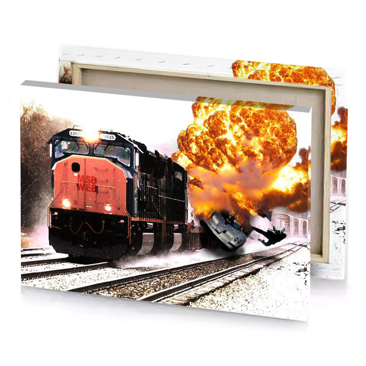 a train with bunch of fire coming out it bittersweet shimmer canvas