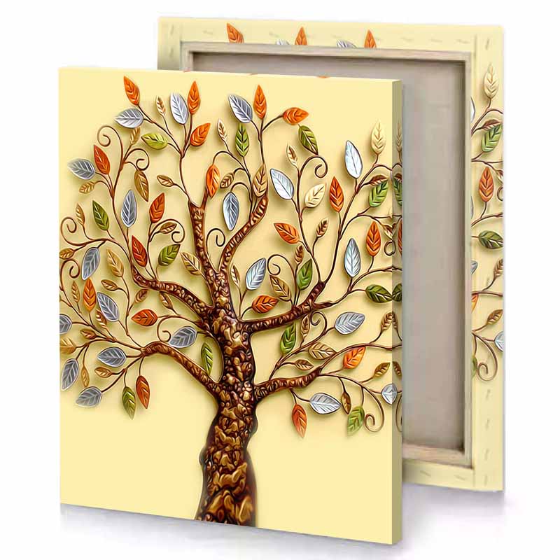a tree with leaves on it burlywood canvas