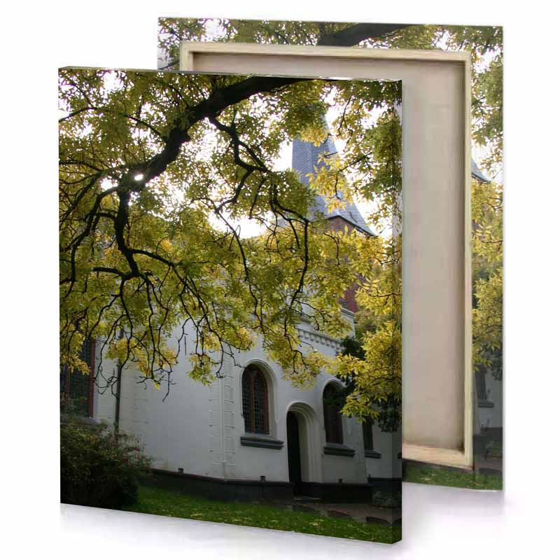 a tree with yellow leaves dark olive green canvas