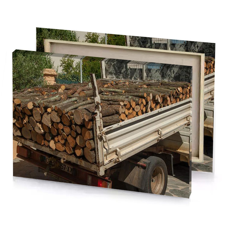 a truck carrying load of logs garnet canvas