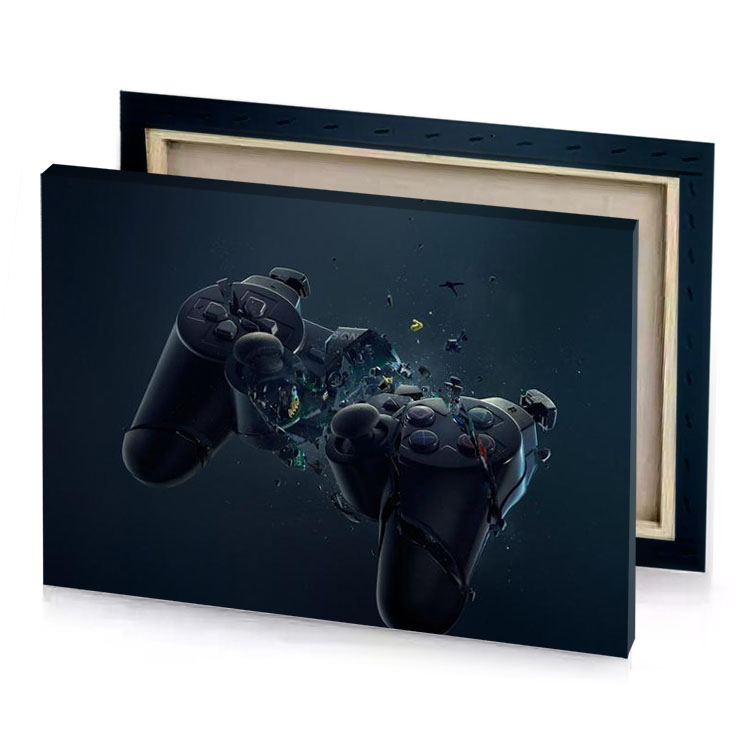 a video game controller with broken screen charcoal canvas