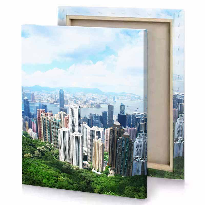 a view of city from hill lavender canvas