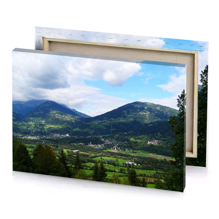 a view of mountain town and valley charcoal canvas