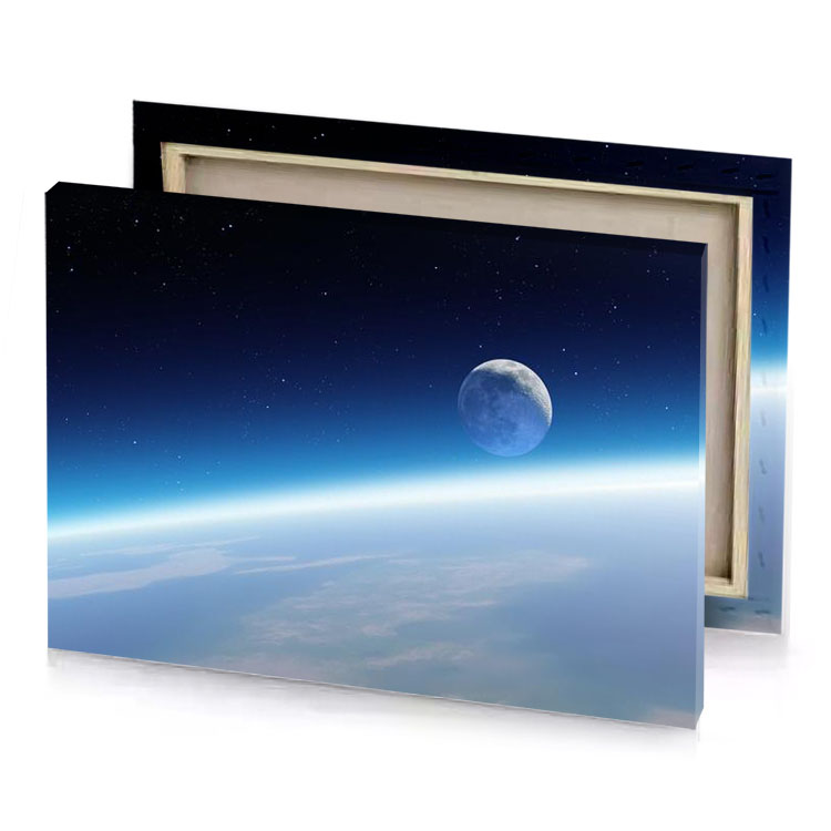 a view of the earth from space steel blue canvas