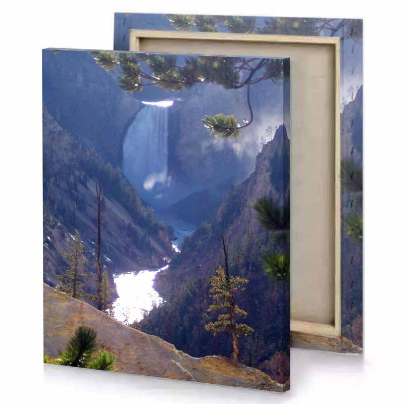 a view of waterfall from mountain dark slate blue canvas