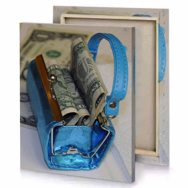 a wallet with clip and dollar charcoal canvas