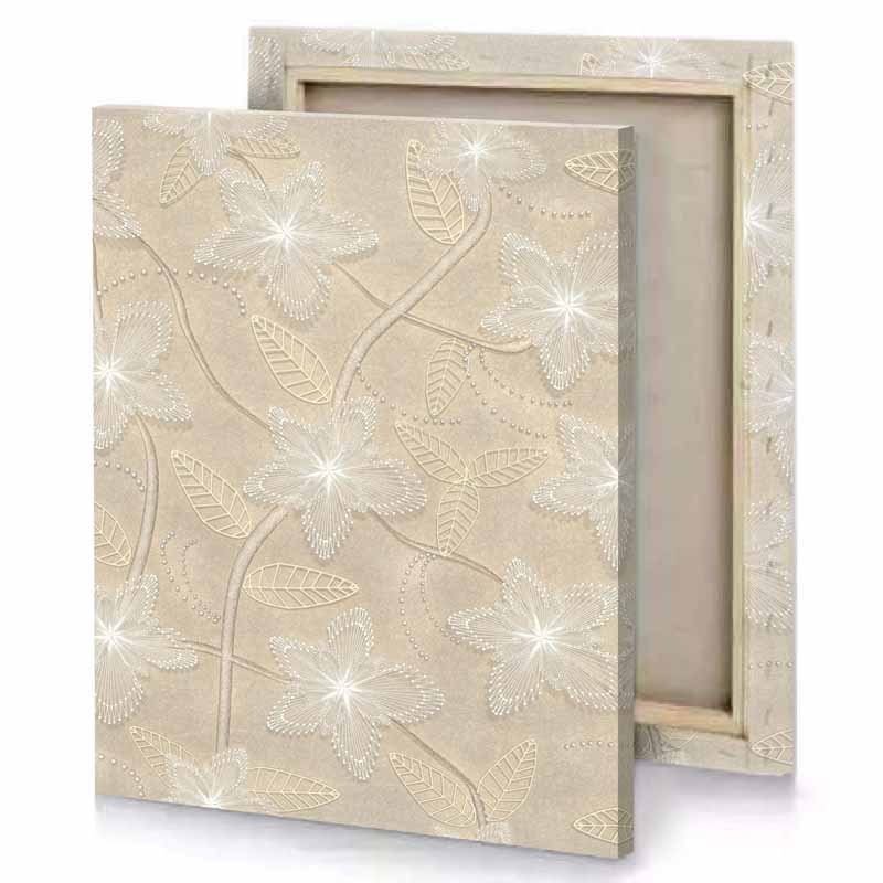a wallpaper with pattern of leaves and flowers canvas