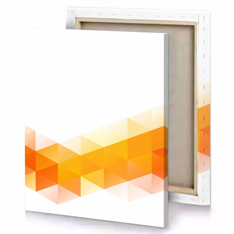 a white background with yellow and orange pattern canvas