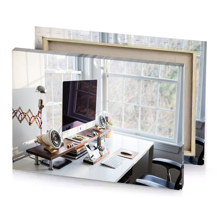 a white desk with computer on it platinum canvas