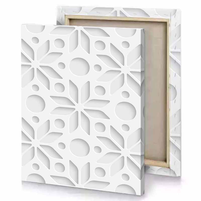 a white geometric pattern with repeating design canvas