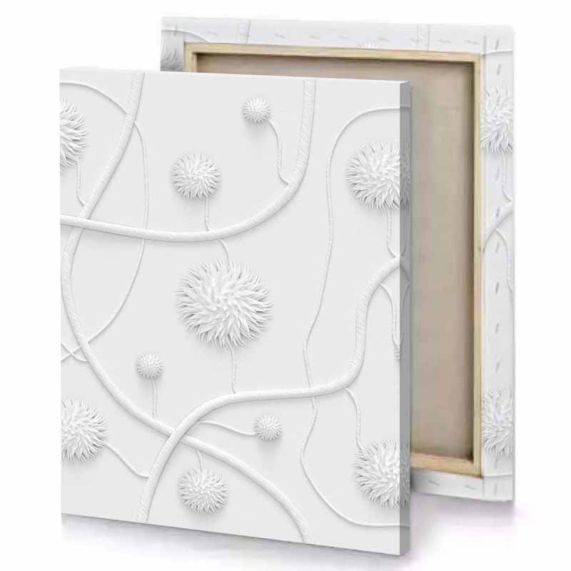 a white wallpaper with flowers and vines canvas