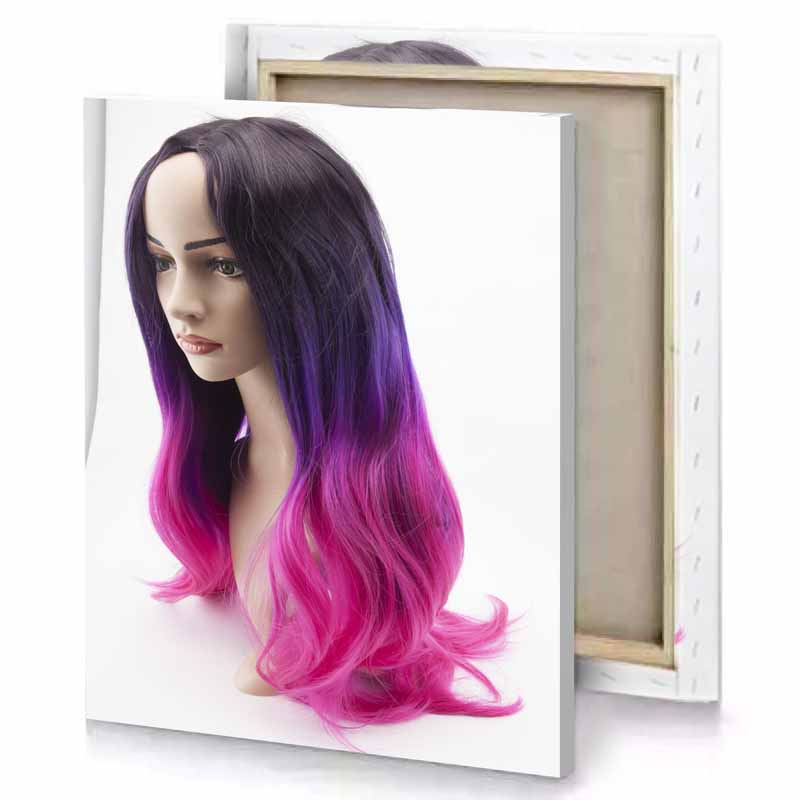 a wig with purple and pink hair white smoke canvas