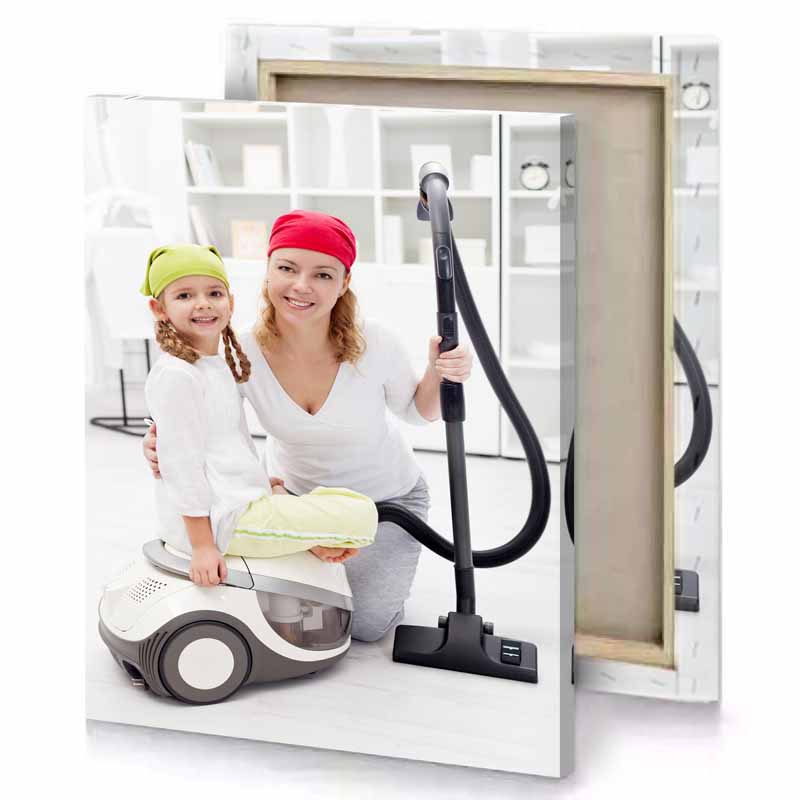 a woman and child are cleaning room platinum canvas