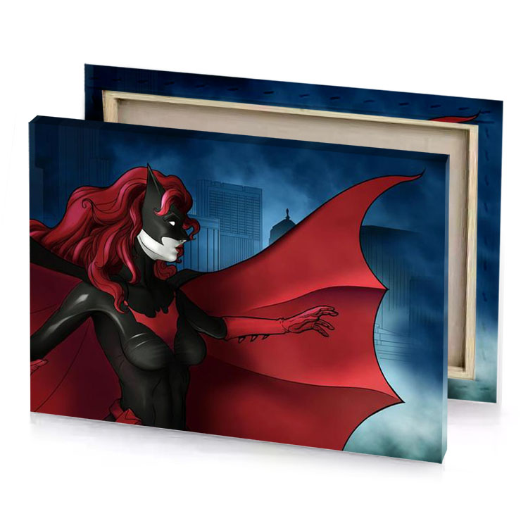 a woman dressed as bat brown canvas