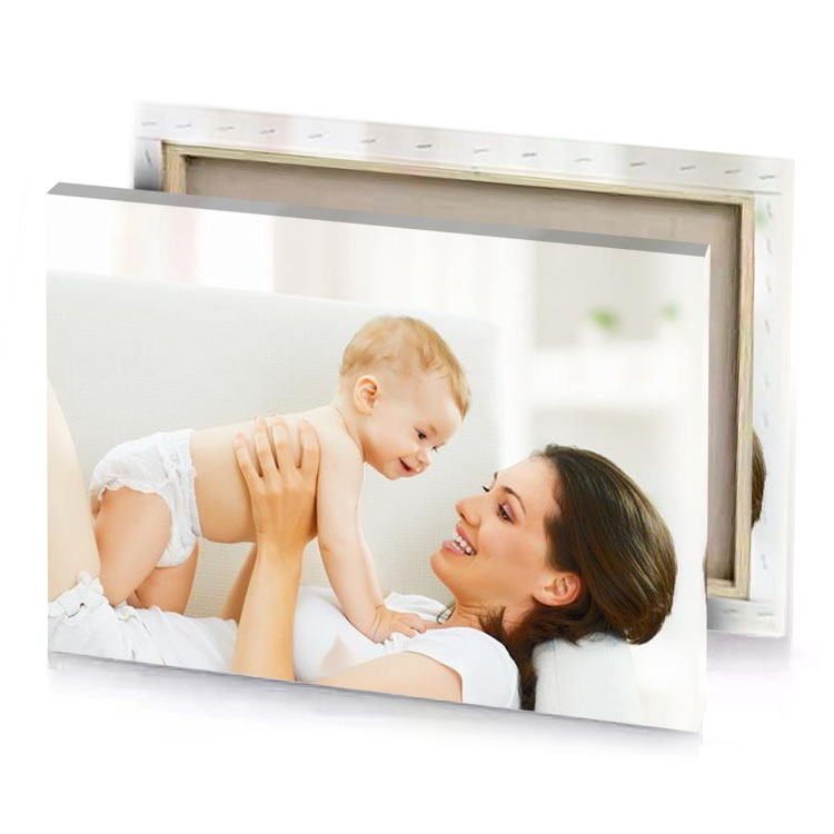 a woman holding baby platinum canvas