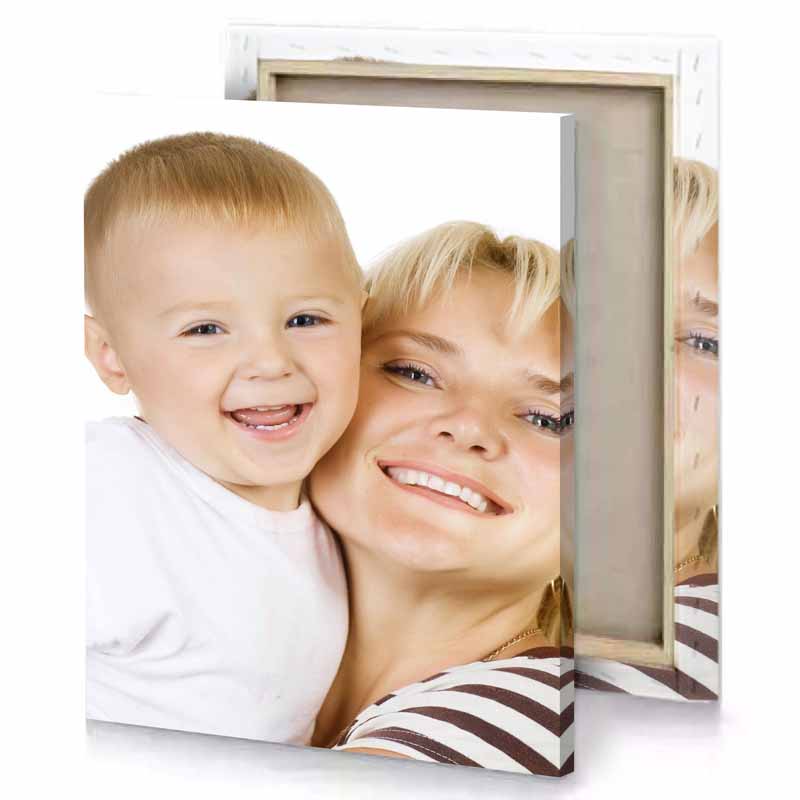 a woman holding small child white smoke canvas