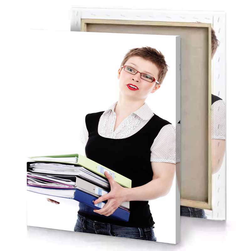 a woman holding stack of books and book snow canvas