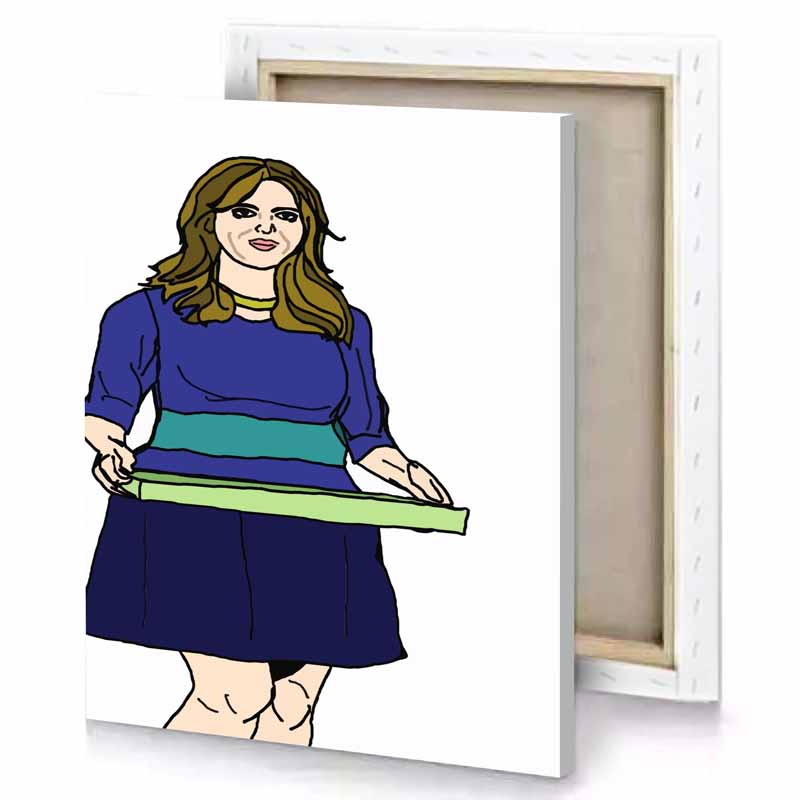 a woman holding tray of food sapphire canvas