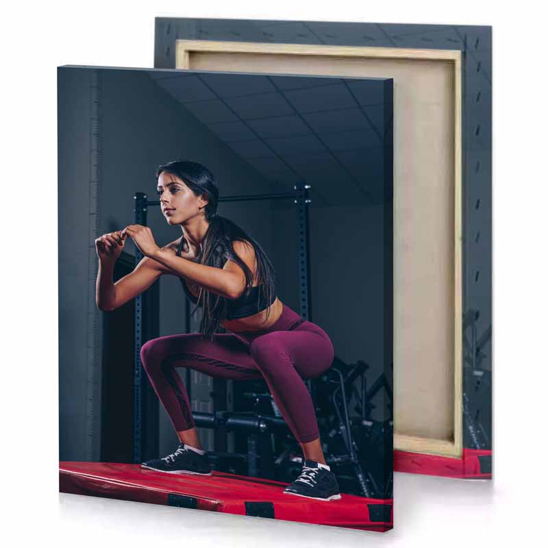 a woman in gym setting charcoal canvas