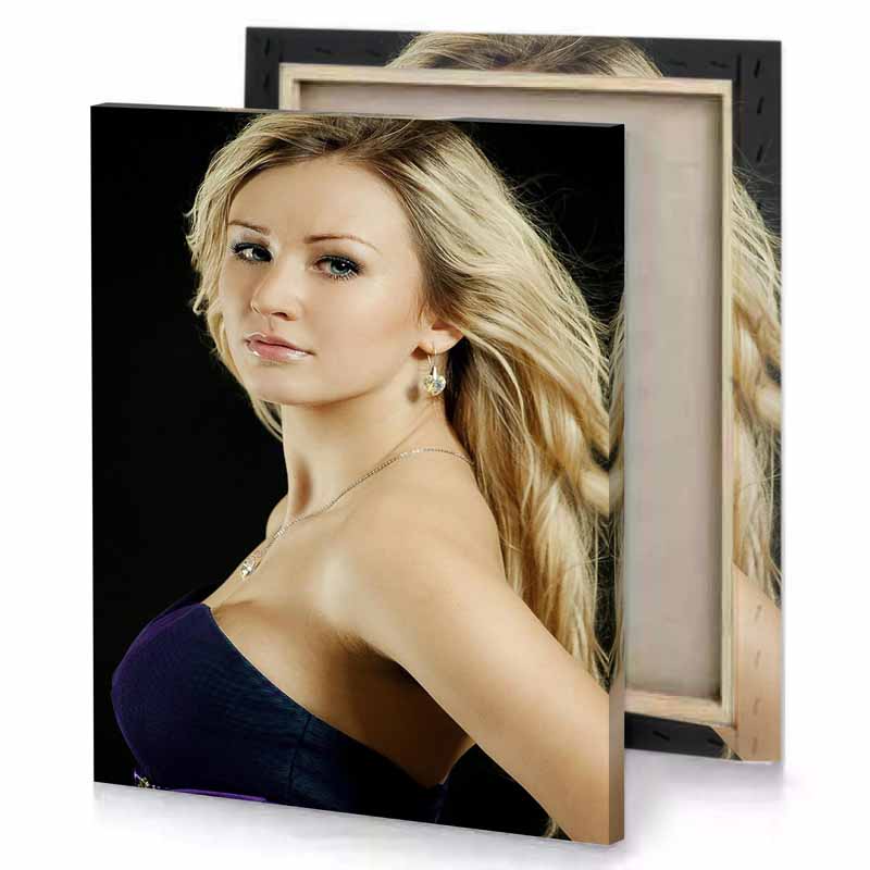 a woman in purple dress posing for picture smoky black canvas