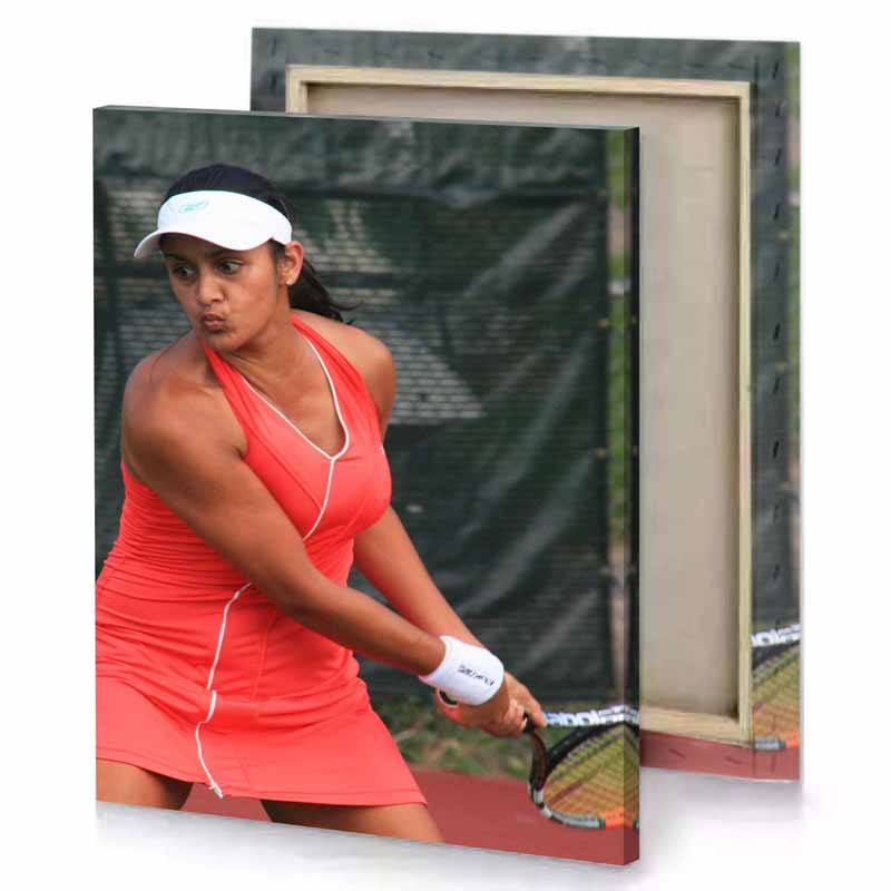 a woman in red dress and white hat playing tennis bistre canvas