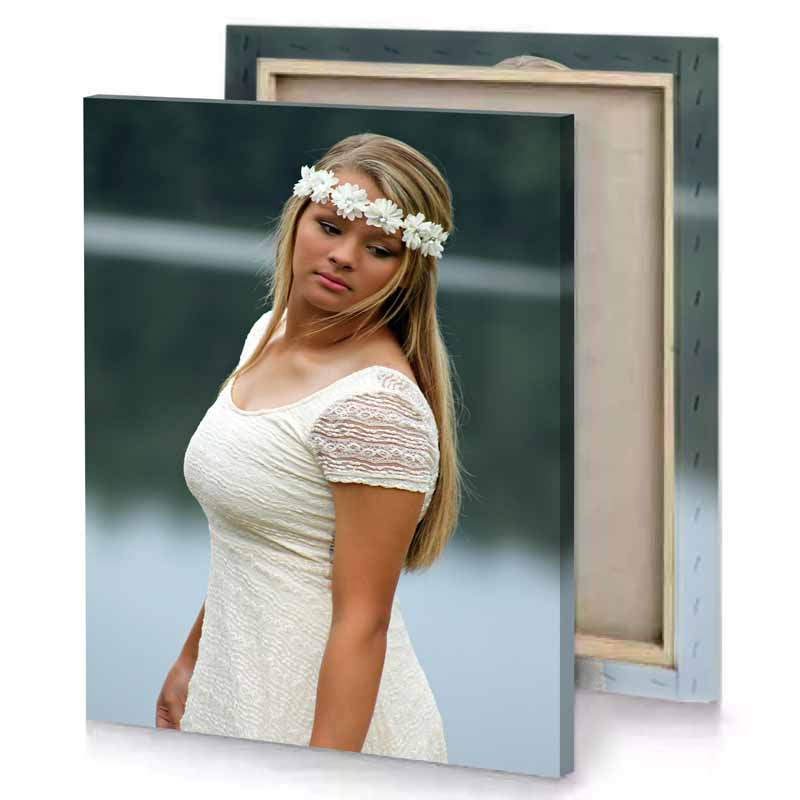 a woman in white dress standing by lake charcoal canvas