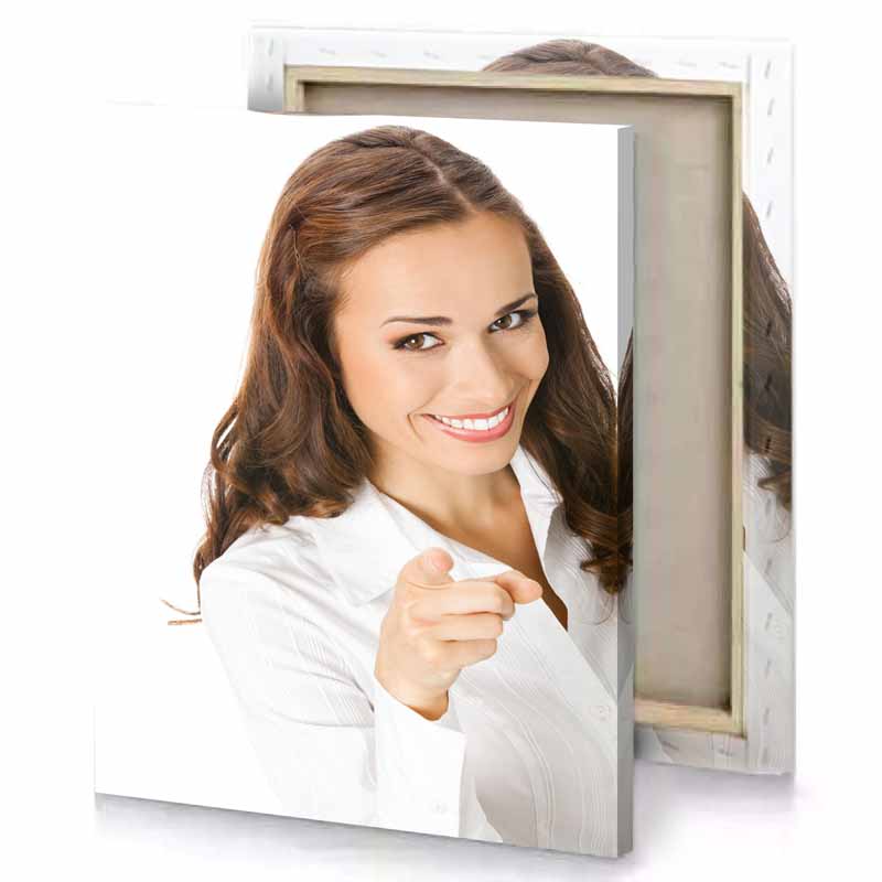 a woman in white shirt is pointing her finger smoke canvas