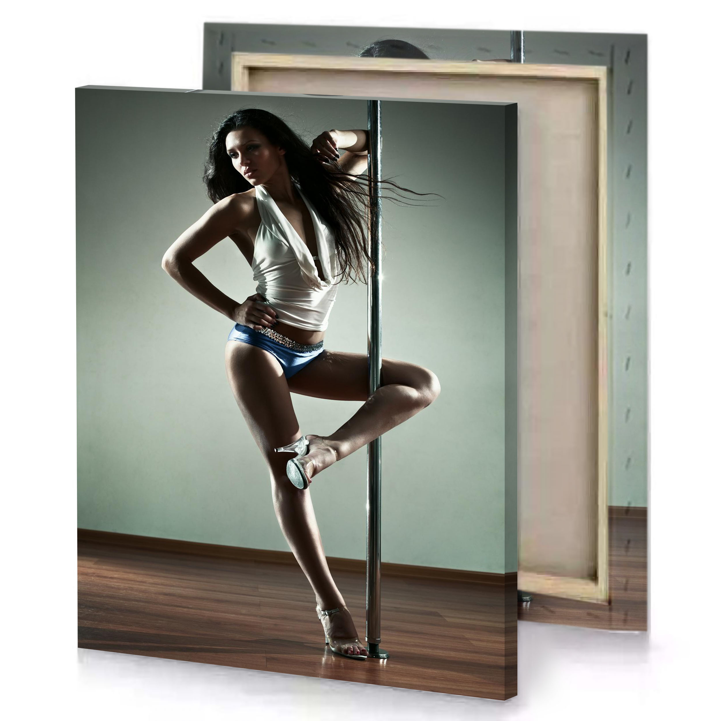 a woman in white top and blue shorts manatee canvas
