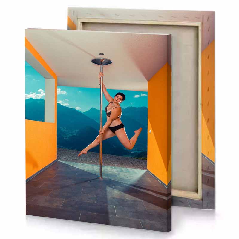a woman is doing pole dance blue sapphire canvas