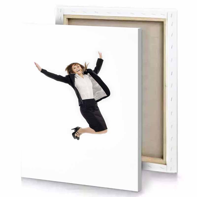 a woman jumping in the air smoky black canvas