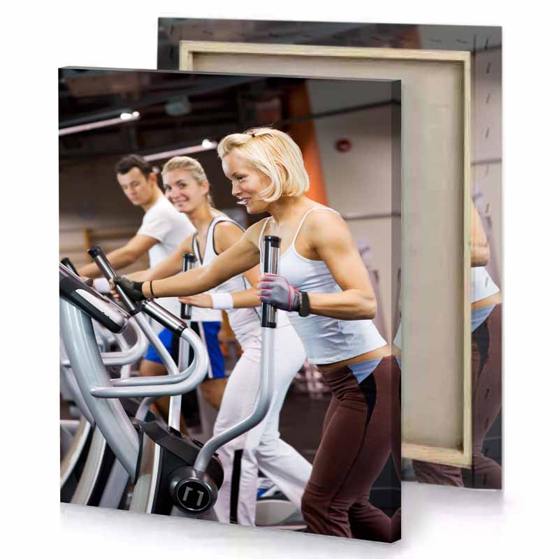 a woman on treadmill smoky black canvas