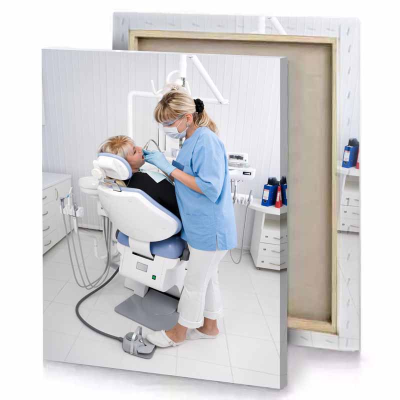 a woman sitting in dentist chair iceberg canvas