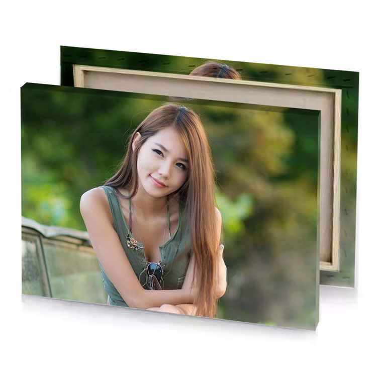 a woman sitting on bench in the park bistre canvas