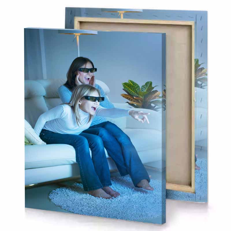 a woman sitting on couch moonstone blue canvas