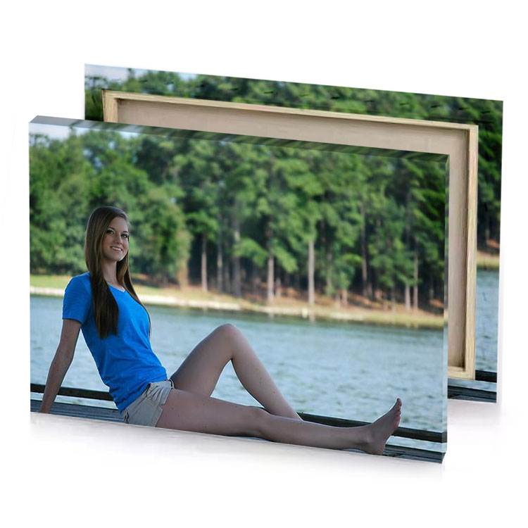 a woman sitting on dock dim gray canvas