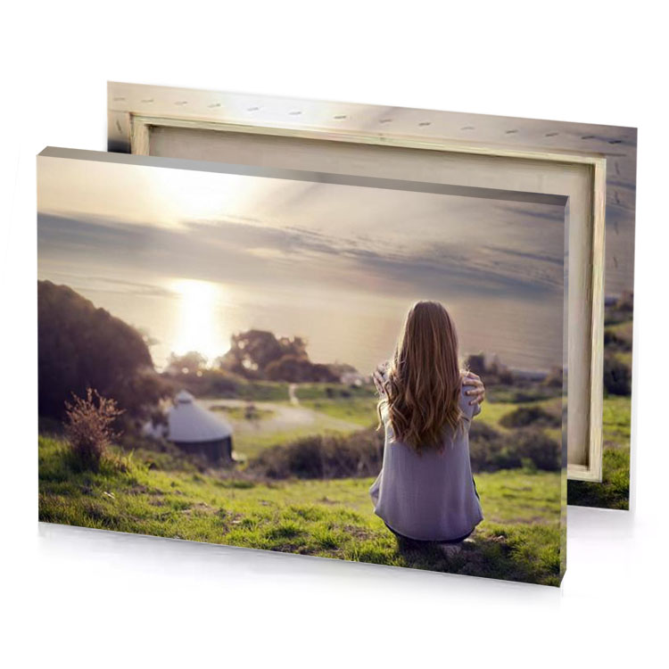 a woman sitting on hill looking at the ocean silver canvas