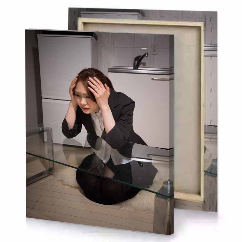 a woman sitting on the floor camouflage green canvas