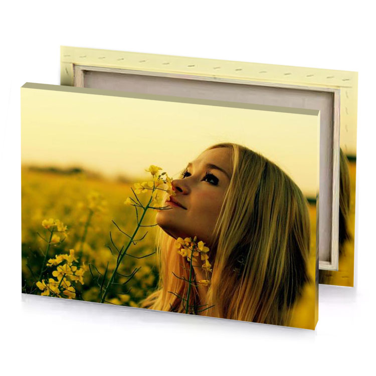 a woman standing in field of flowers vanilla canvas